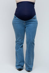 Blue Flared Maternity Plus Jeans