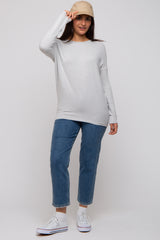 Heather Grey Knit Long Sleeve Top