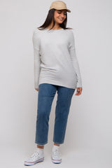 Heather Grey Knit Long Sleeve Top