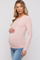 Peach Long Sleeve Maternity Top