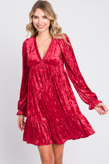 Red Velvet Long Sleeve Dress