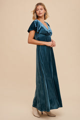 Teal Velvet Maxi Dress