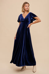 Navy Blue Velvet Maxi Dress