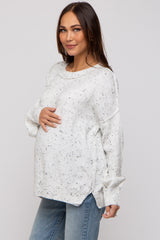 Ivory Speckled Knit Maternity Sweater