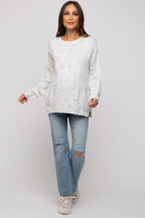 Ivory Speckled Knit Maternity Sweater