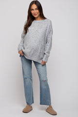 Grey Speckled Knit Maternity Sweater