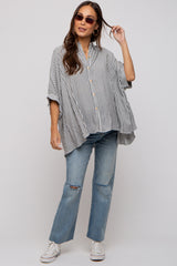 Charcoal Striped Button Up Dolman Maternity Top