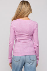 Pink Ribbed Long Sleeve Maternity Top