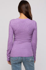 Lavender Ribbed Long Sleeve Maternity Top