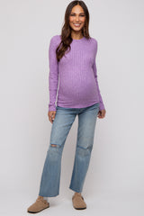 Lavender Ribbed Long Sleeve Maternity Top