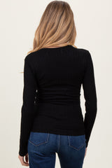 Black Ribbed Long Sleeve Maternity Top