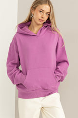 Lavender Front Pocket Hooded Fleece Maternity Sweatshirt