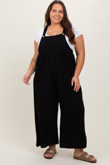 Black Linen Maternity Plus Overalls