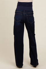 Navy Blue Basic Wide Leg Maternity Jeans