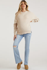 Light Blue Distressed Bootcut Maternity Jeans