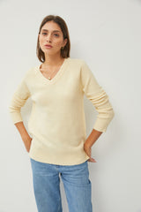 Cream V-Neck Basic Maternity Sweater