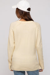 Cream V-Neck Basic Maternity Sweater