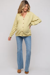 Lime Waffle Knit Button Long Sleeve Maternity Top