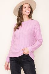 Pink Pattern Knit Maternity Sweater