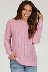 Pink Pattern Knit Maternity Sweater