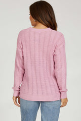 Pink Pattern Knit Maternity Sweater