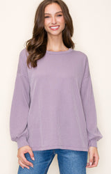 Lavender Ribbed Long Sleeve Maternity Top