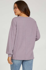 Lavender Ribbed Long Sleeve Maternity Top