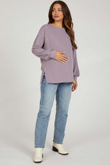 Lavender Ribbed Long Sleeve Maternity Top