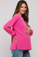 Fuchsia Ribbed Long Sleeve Maternity Top