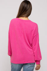 Fuchsia Ribbed Long Sleeve Maternity Top