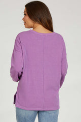 Magenta Ribbed Long Sleeve Maternity Top