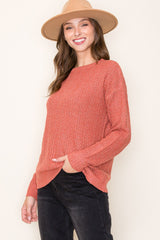 Rust Pattern Knit Maternity Sweater