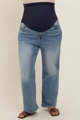 Blue Wide Leg Maternity Plus Size Jeans