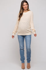 Cream Open Knit Maternity Sweater