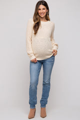 Cream Open Knit Maternity Sweater