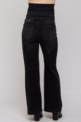 Black Slit Knee Flared Maternity Jeans