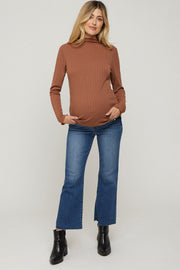 Navy Blue Raw Hem Crop Flare Maternity Jeans