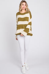 Olive Striped Knit Sweater