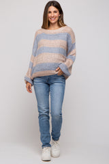 Light Blue Striped Knit Maternity Sweater