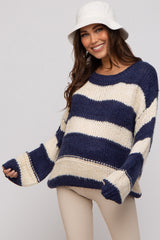 Navy Striped Knit Maternity Sweater