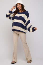 Navy Striped Knit Maternity Sweater