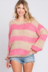 Pink Striped Knit Sweater