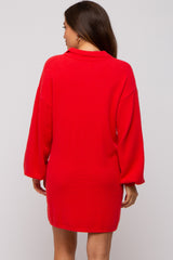 Red Maternity Mini Sweater Dress