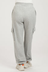 Heather Grey Fleece Cargo Maternity Sweatpants