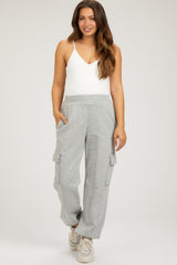 Heather Grey Fleece Cargo Maternity Sweatpants