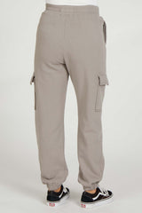 Taupe Fleece Cargo Maternity Sweatpants