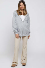 Heather Grey Hooded Maternity Jacket