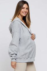 Heather Grey Hooded Maternity Jacket