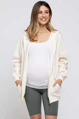 Cream Hooded Maternity Jacket