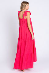 Magenta Sleeveless Tiered Maxi Dress